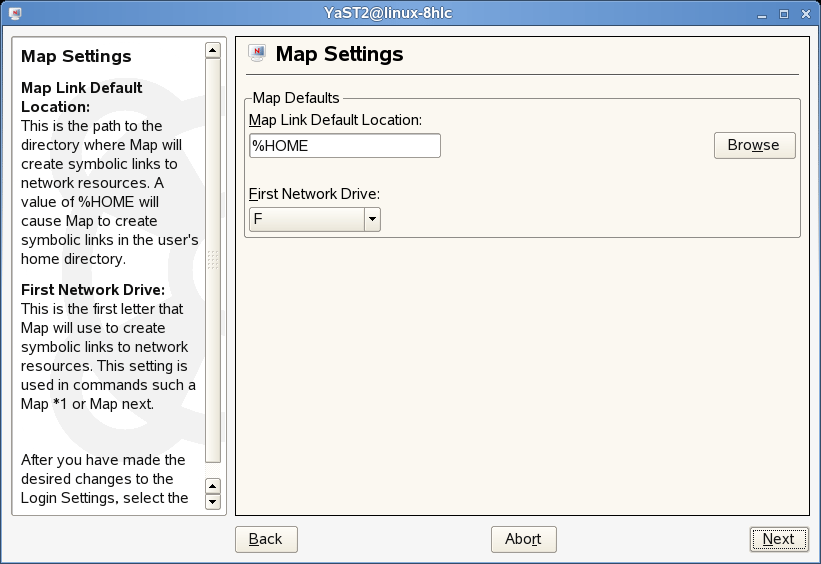 Set user's Home directory on Novell LAN.